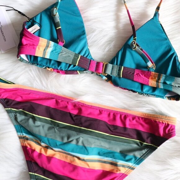 NWT BCBGeneration Colorful Rainbow Stripe Bikini Bathing Suit Set Size XS - Picture 7 of 8